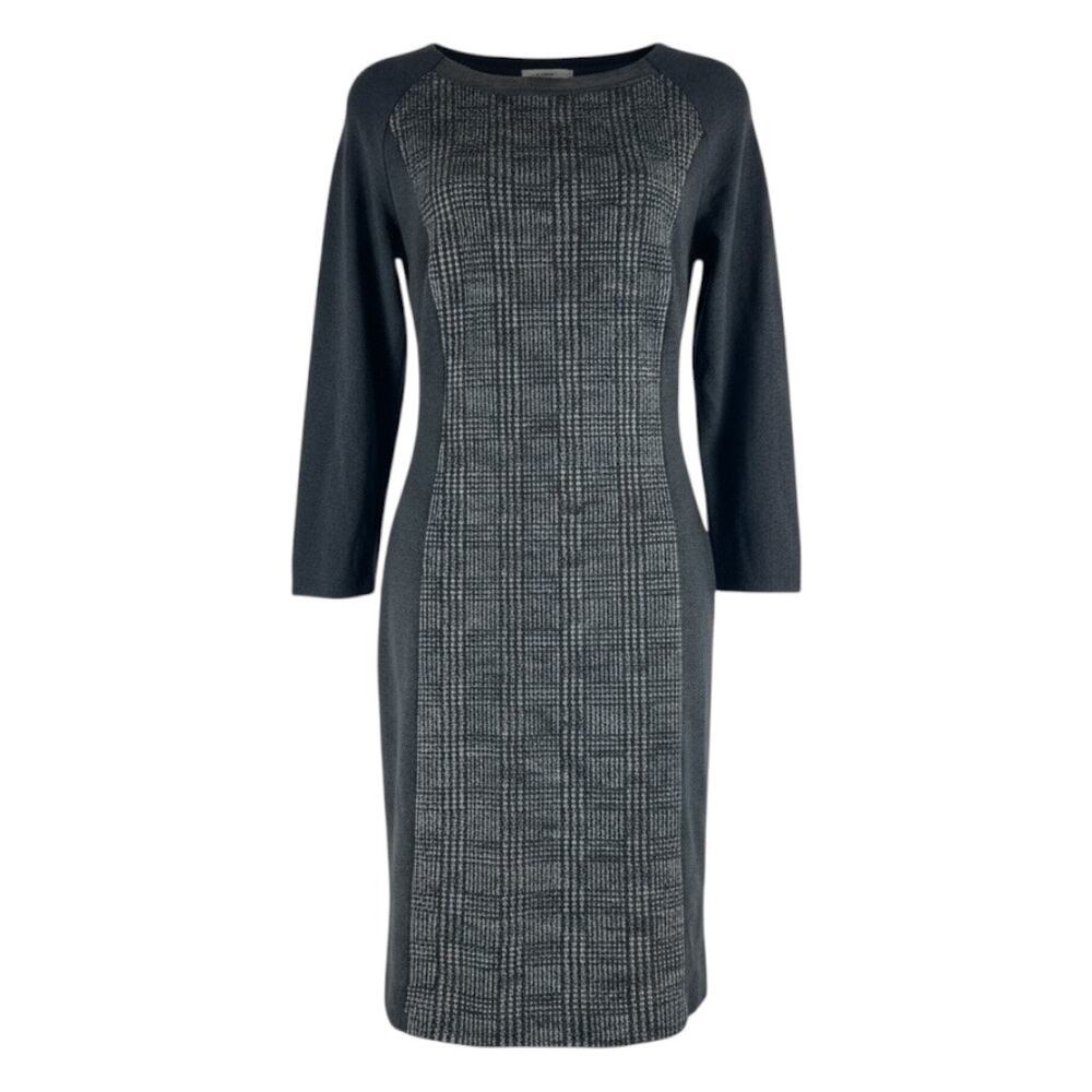 MaxMara Wool Blend Houndstooth Sheath Mini Dress Gray Size S